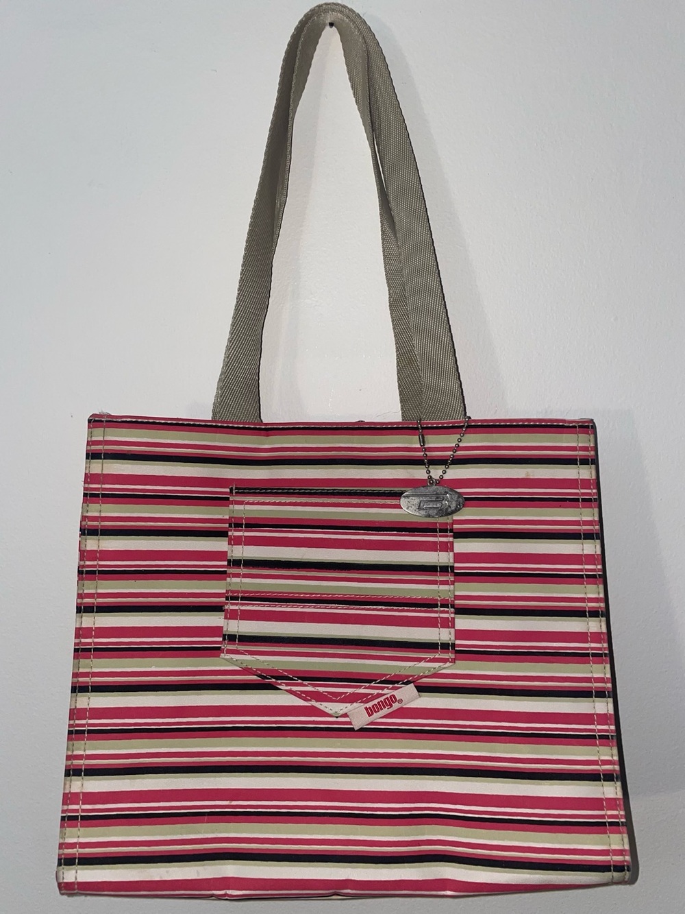 Bongo Multicolor Striped Y2K Utility Shoulder Tote Bag, Durable, Multi-pocket